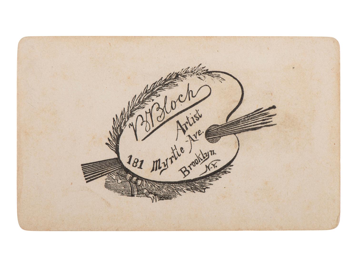 [AFRICAN AMERICANA - EARLY PHOTOGRAPHY]. Occupational CDV featuring two African American men advertising Higgins Berman Laundry Soap. Brooklyn, NY: B. Block.