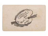 [AFRICAN AMERICANA - EARLY PHOTOGRAPHY]. Occupational CDV featuring two African American men advertising Higgins Berman Laundry Soap. Brooklyn, NY: B. Block.