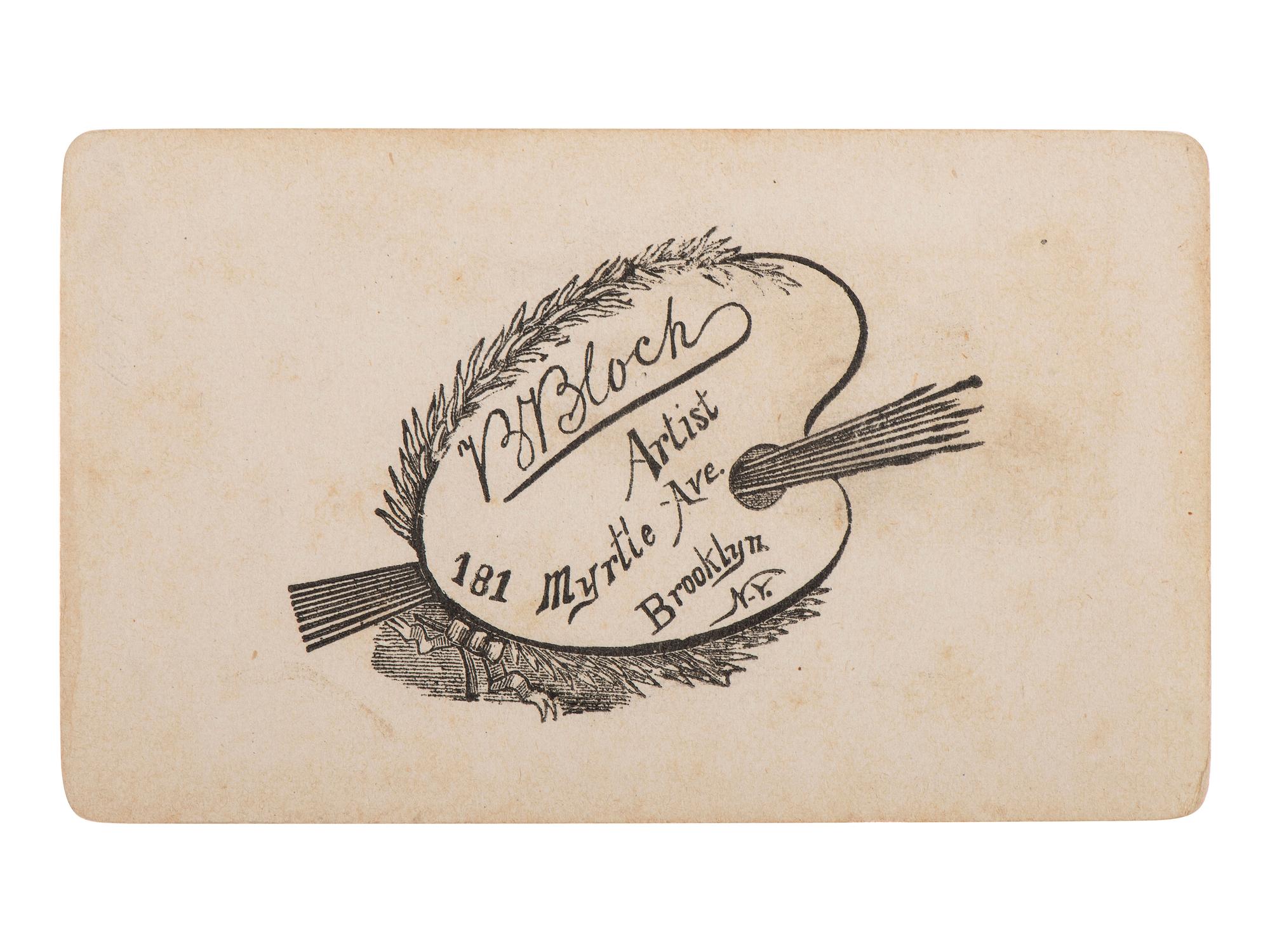 [AFRICAN AMERICANA - EARLY PHOTOGRAPHY]. Occupational CDV featuring two African American men advertising Higgins Berman Laundry Soap. Brooklyn, NY: B. Block.