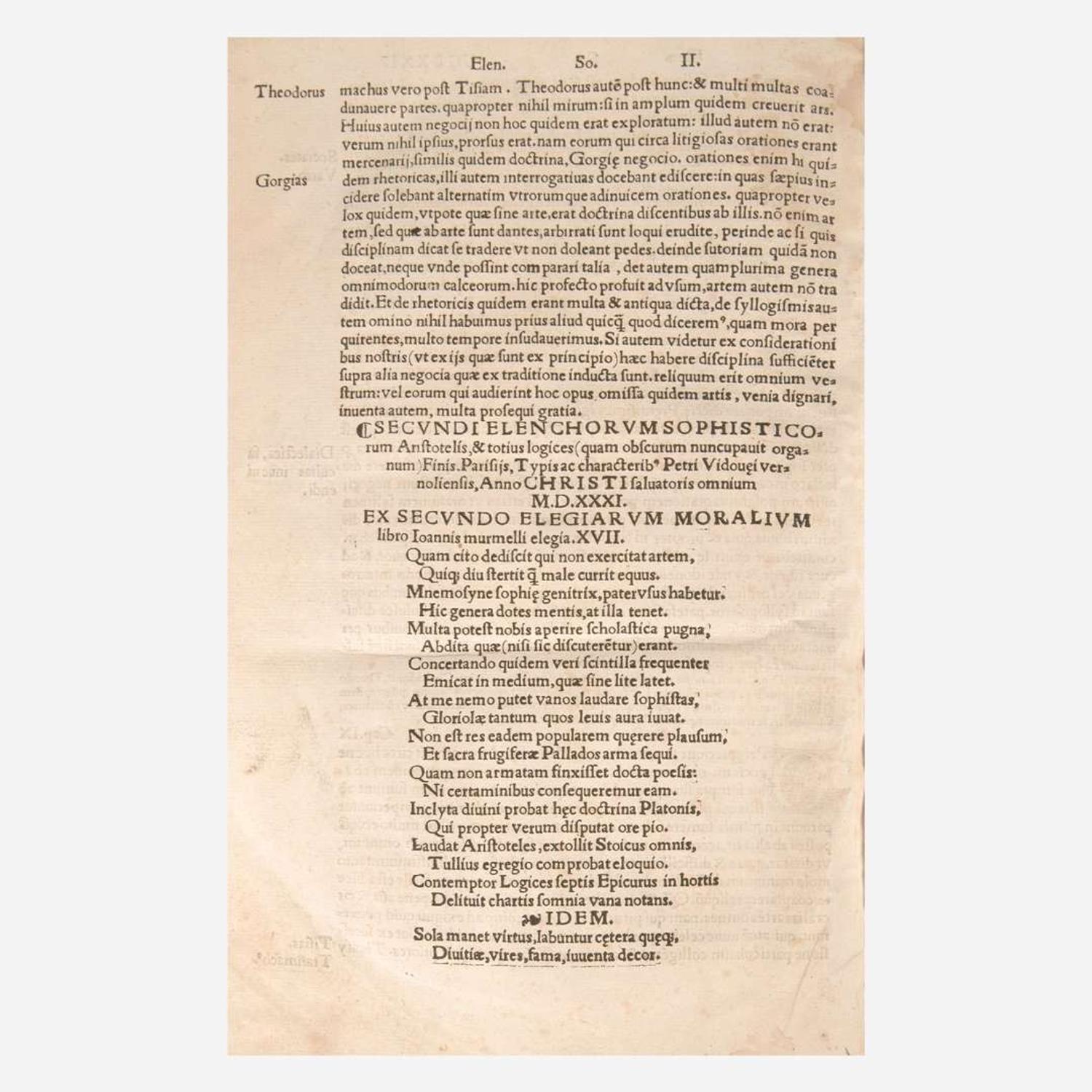 [Early Printing] [Aristotle] Group of 4 Works by Aristotle