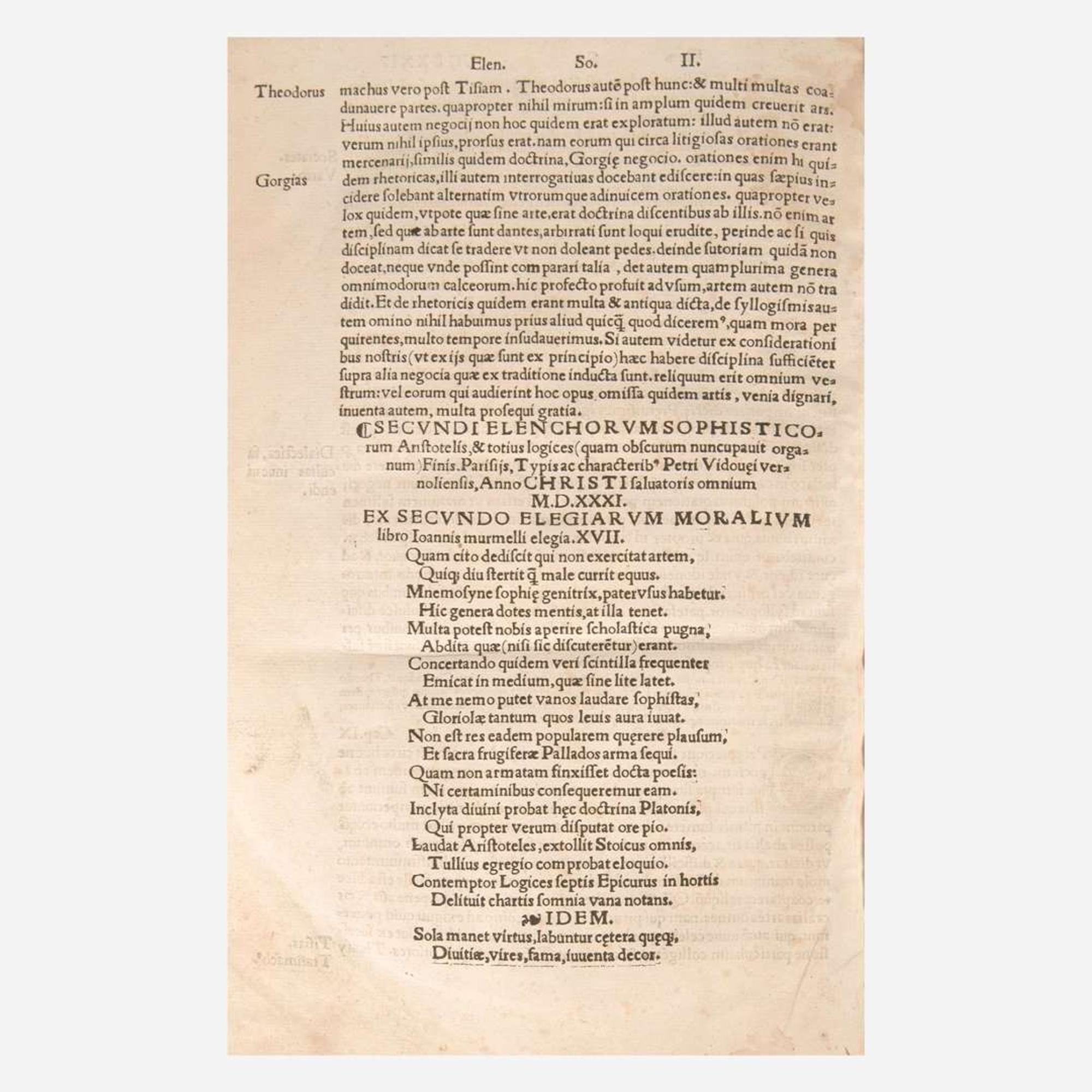 [Early Printing] [Aristotle] Group of 4 Works by Aristotle