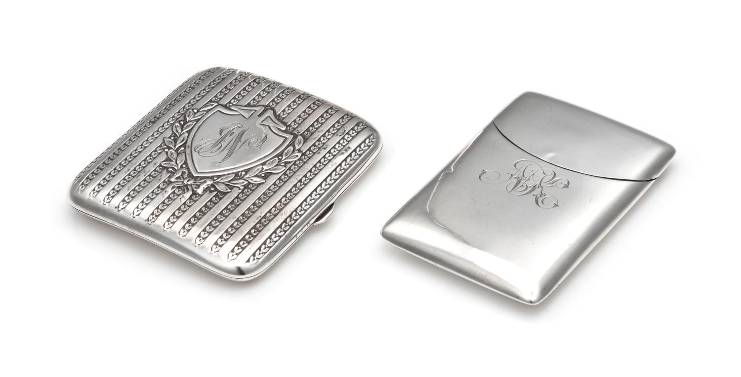 Two Silver Cigarette Cases, 20th Century, comprising an English example, Henry Williamson Ltd., Birmingham, 1908 and an American exampl