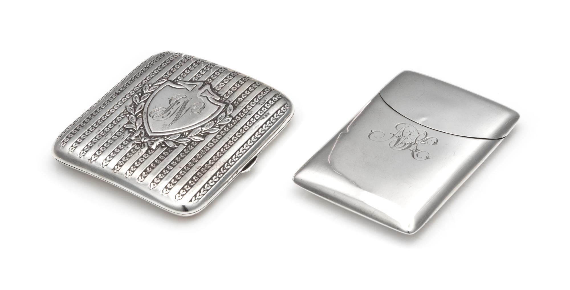 Two Silver Cigarette Cases, 20th Century, comprising an English example, Henry Williamson Ltd., Birmingham, 1908 and an American exampl