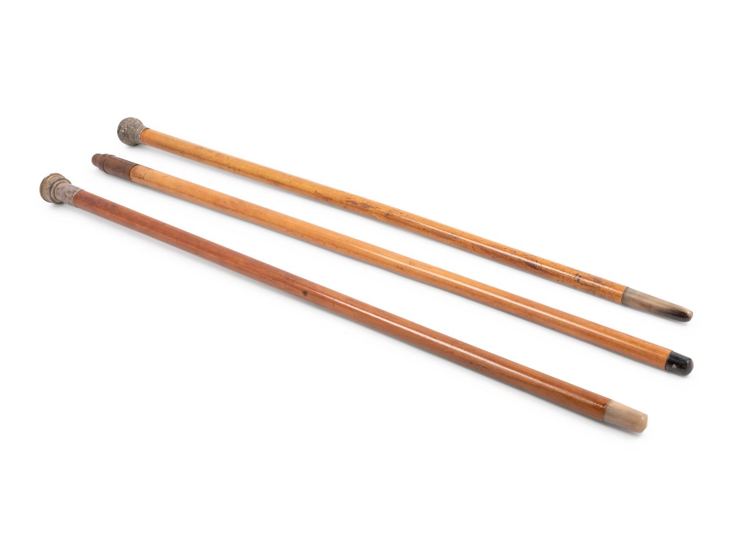 Three English Metal-Mounted Doctor's System Walking Sticks