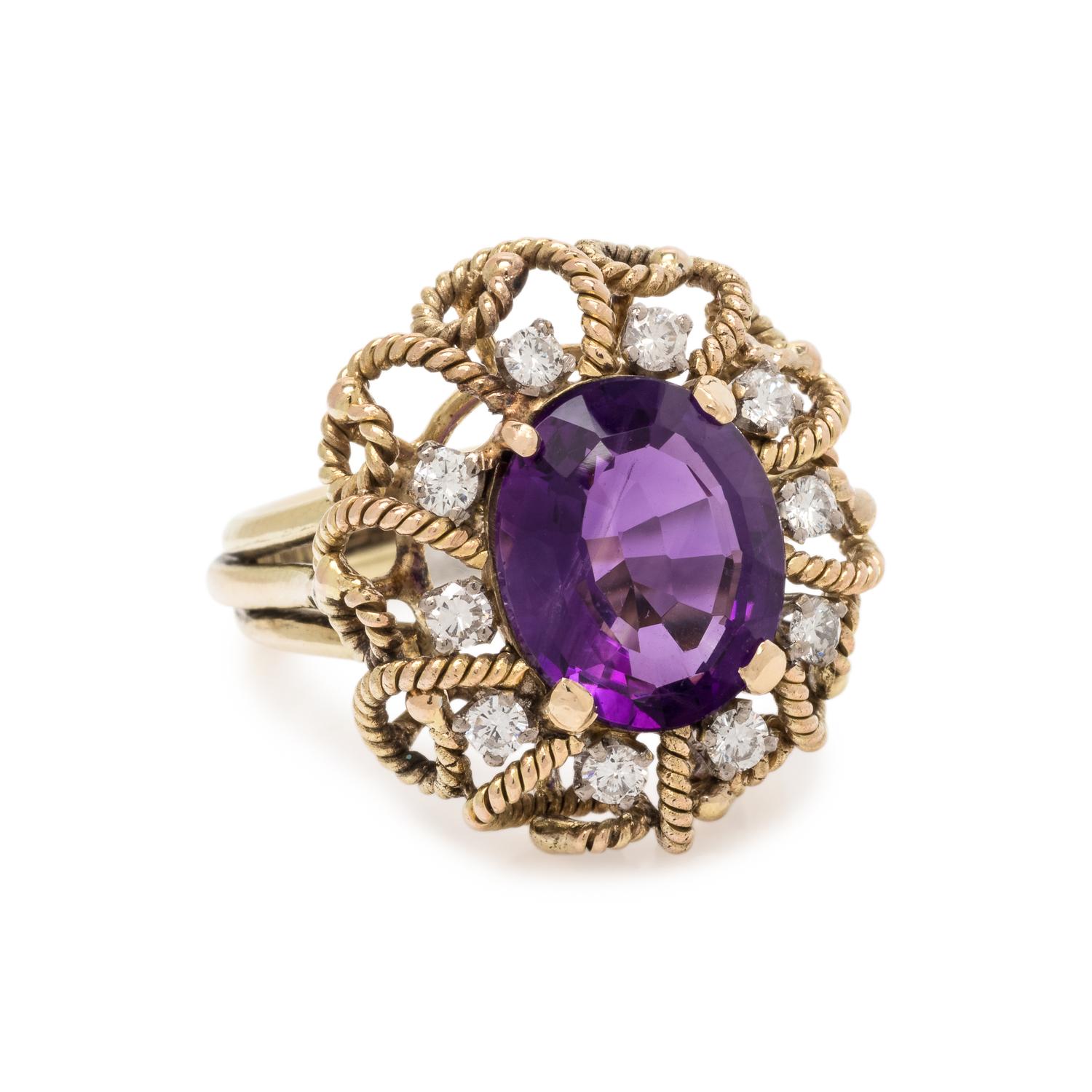AMETHYST AND DIAMOND RING