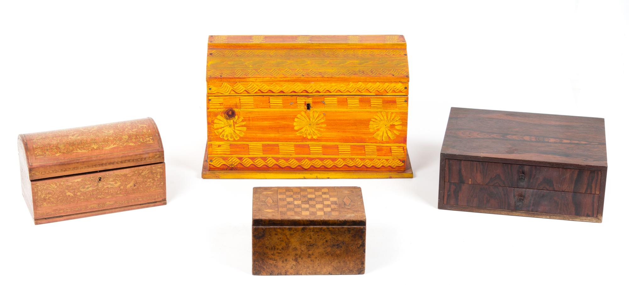 A Folk Art Painted Chest Width of first 17 inches. — EARLY TO MID 20TH CENTURY