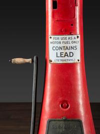 An American Painted Metal Gravity Gas Pump, Guarantee Liquid Measure