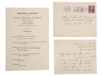 [CHESNUTT, Charles (1858-1932)]. A group of 3 items related to Charles Chesnutt, incl. Howard University programs and ALS from Susan V. Chesnutt to head of NAACP Arthur Spingarn.