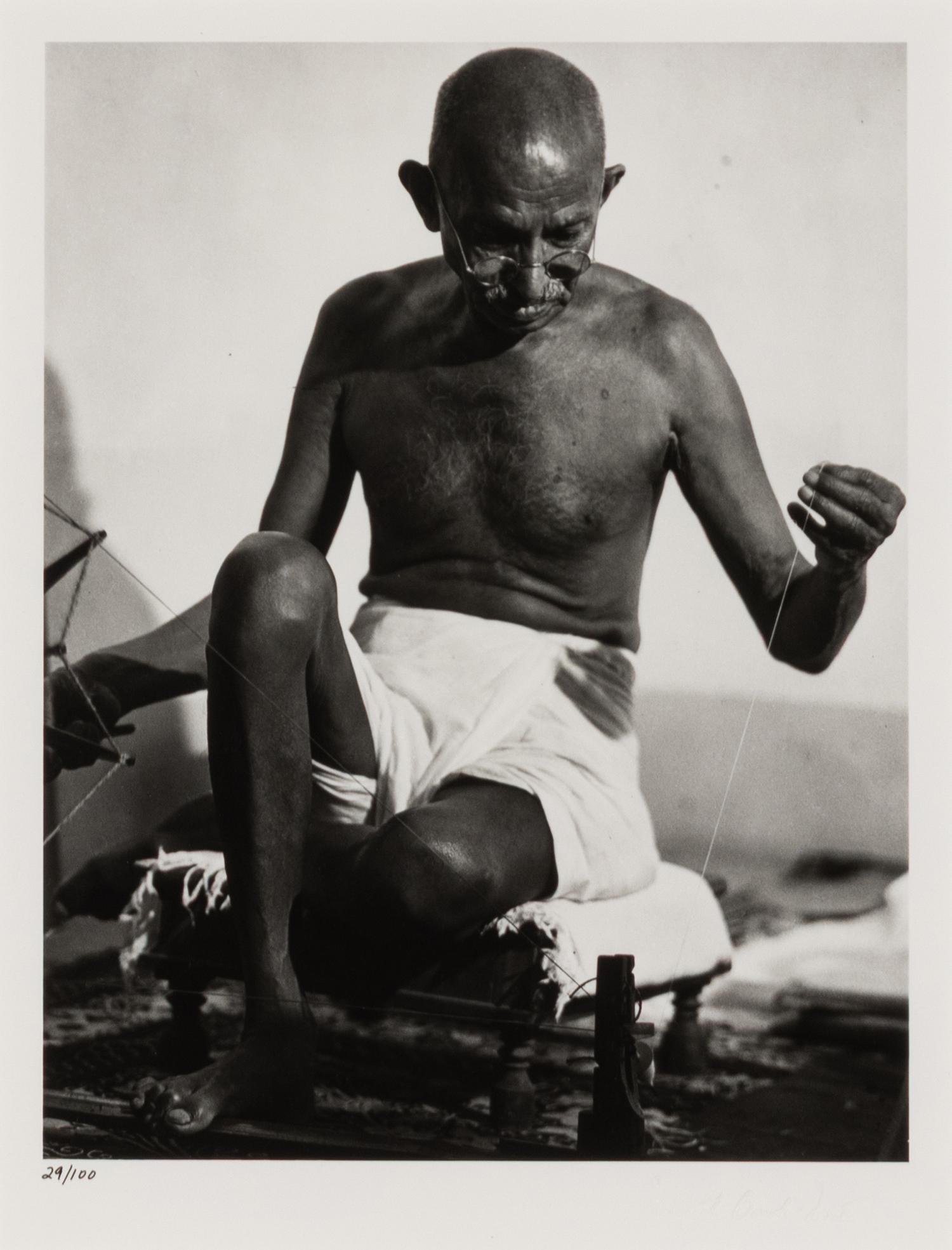 Gandhi Spinning Thread, 1946; printed 2010