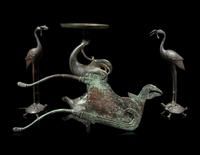Four Chinese Bronze 'Crane' Articles
