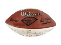 Mike Ditka’s Personally Owned NFL 75th Anniversary All Time Team Football Signed by Various Players Formerly Displayed at Mike Ditka's Restaurant