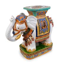 An Asian Glazed Ceramic Elephant-form Garden Stool/Side Table — 20TH CENTURY