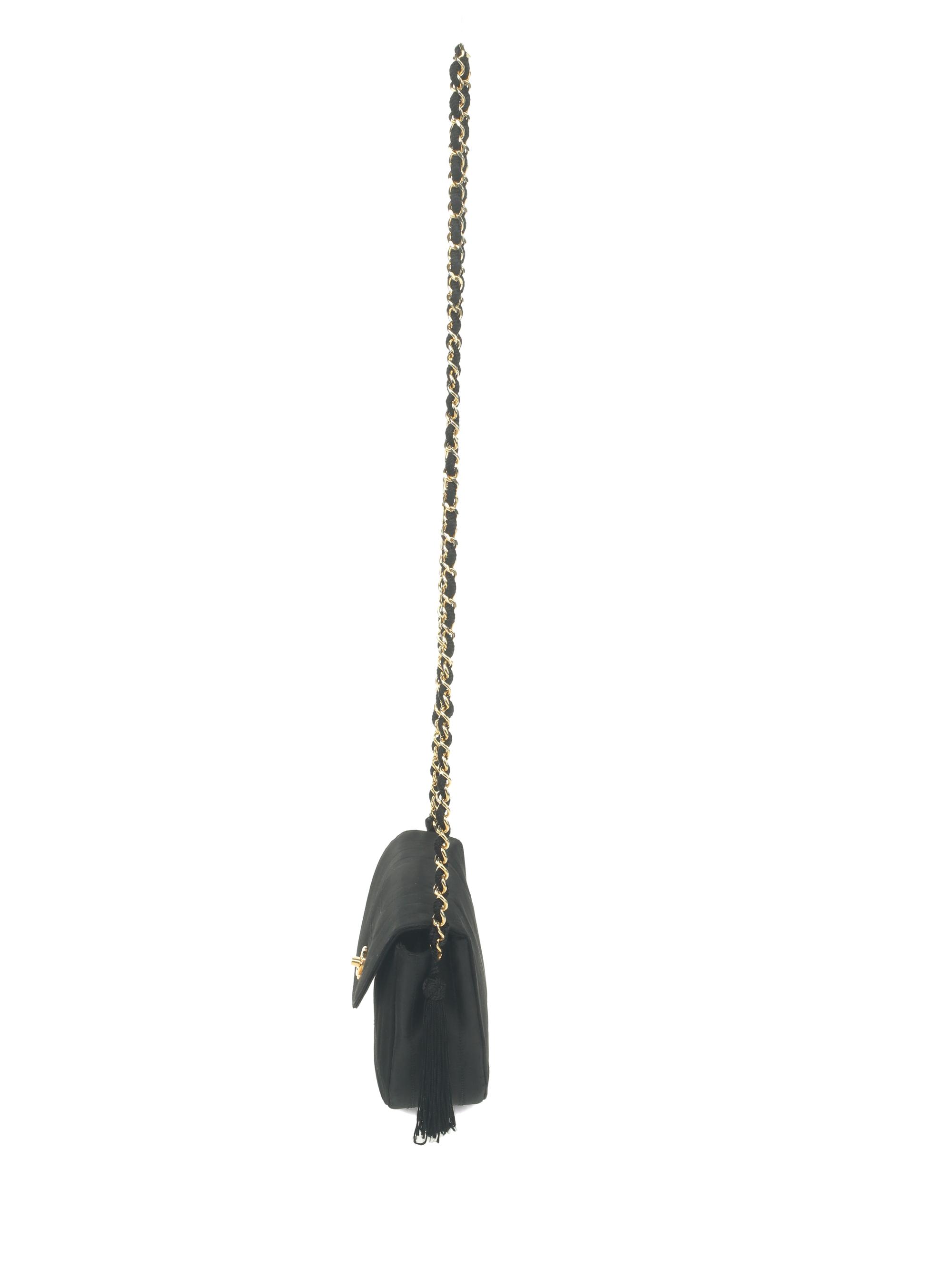 Chanel Black Silk Rounded Flap Bag