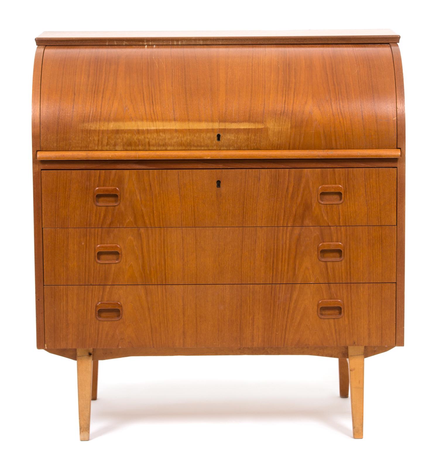 A Danish Teak Secretary Desk Height 38 1/4 x width 35 x depth 20 inches. — 20TH CENTURY