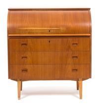 A Danish Teak Secretary Desk Height 38 1/4 x width 35 x depth 20 inches. — 20TH CENTURY