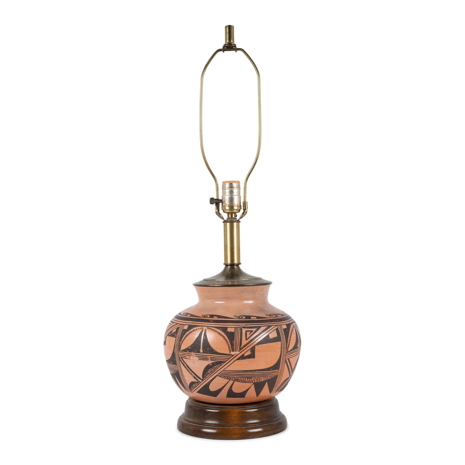 Hopi Pottery Jar, Mounted as Lampstand