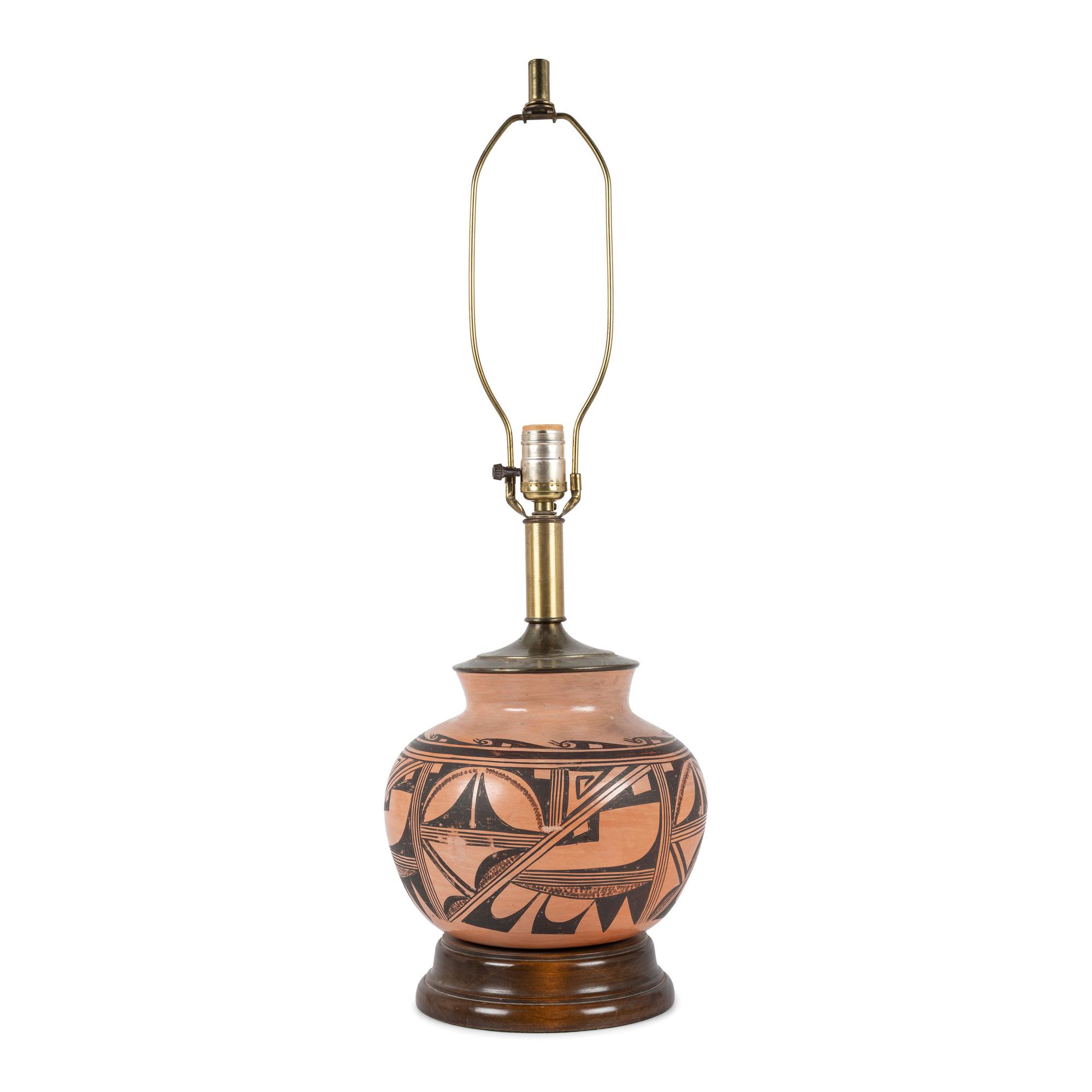 Hopi Pottery Jar, Mounted as Lampstand