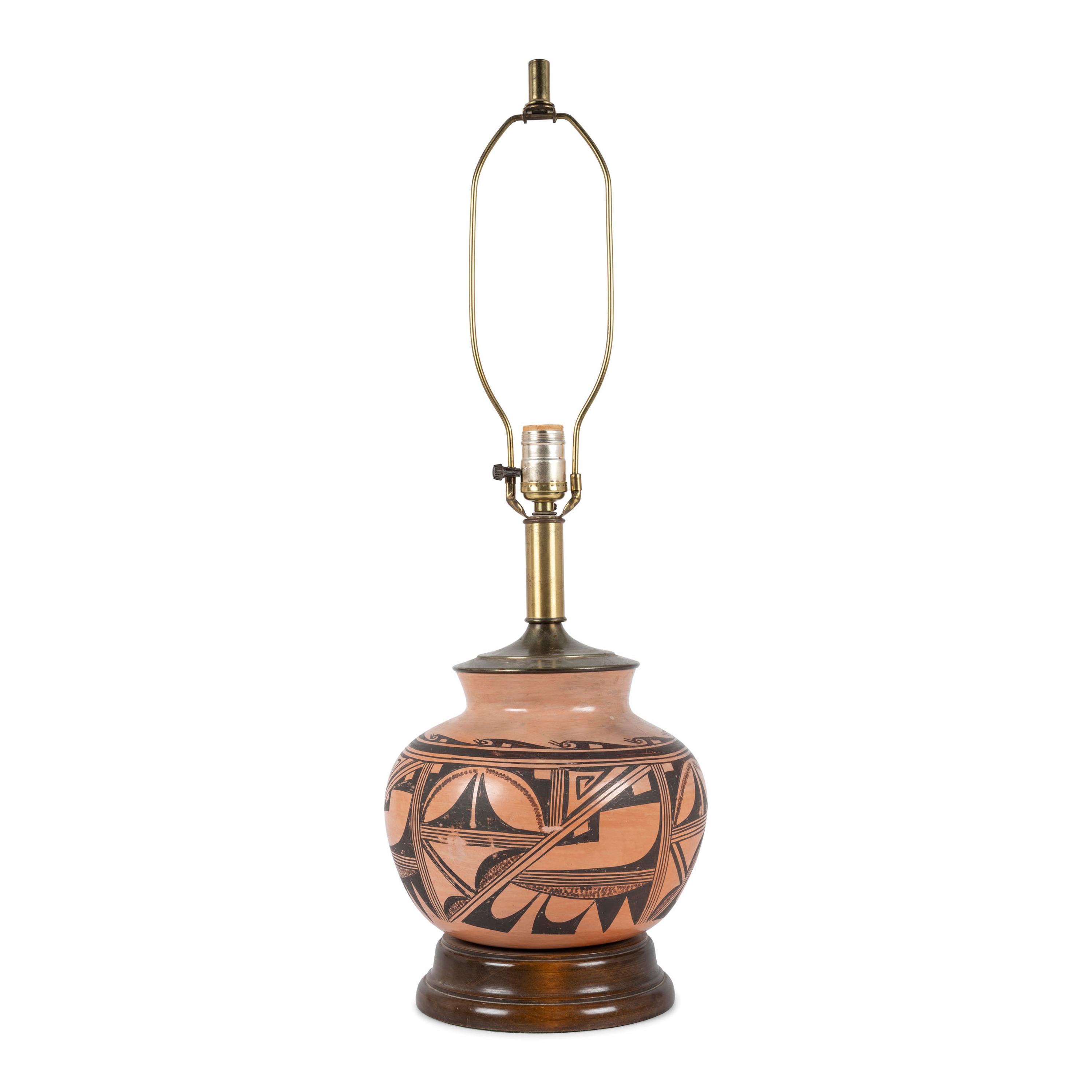 Hopi Pottery Jar, Mounted as Lampstand