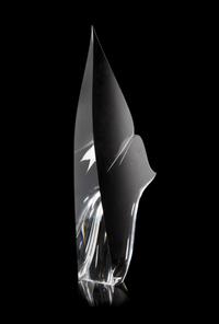 An American Studio Glass Sculpture, Christopher Ries (b. 1952) Height 21 5/8 x width 9 5/8 x depth 4 1/2 inches.