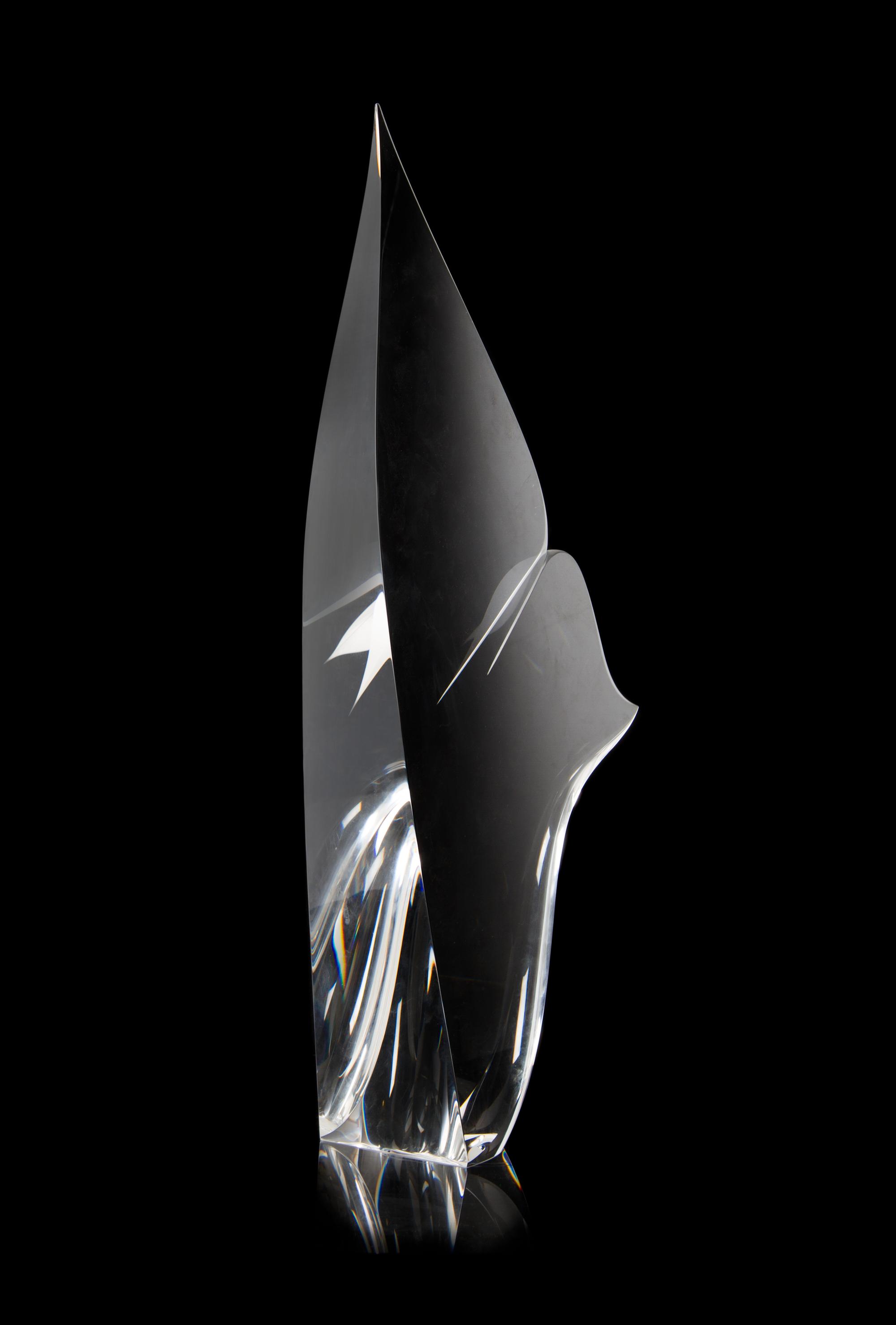 An American Studio Glass Sculpture, Christopher Ries (b. 1952) Height 21 5/8 x width 9 5/8 x depth 4 1/2 inches.