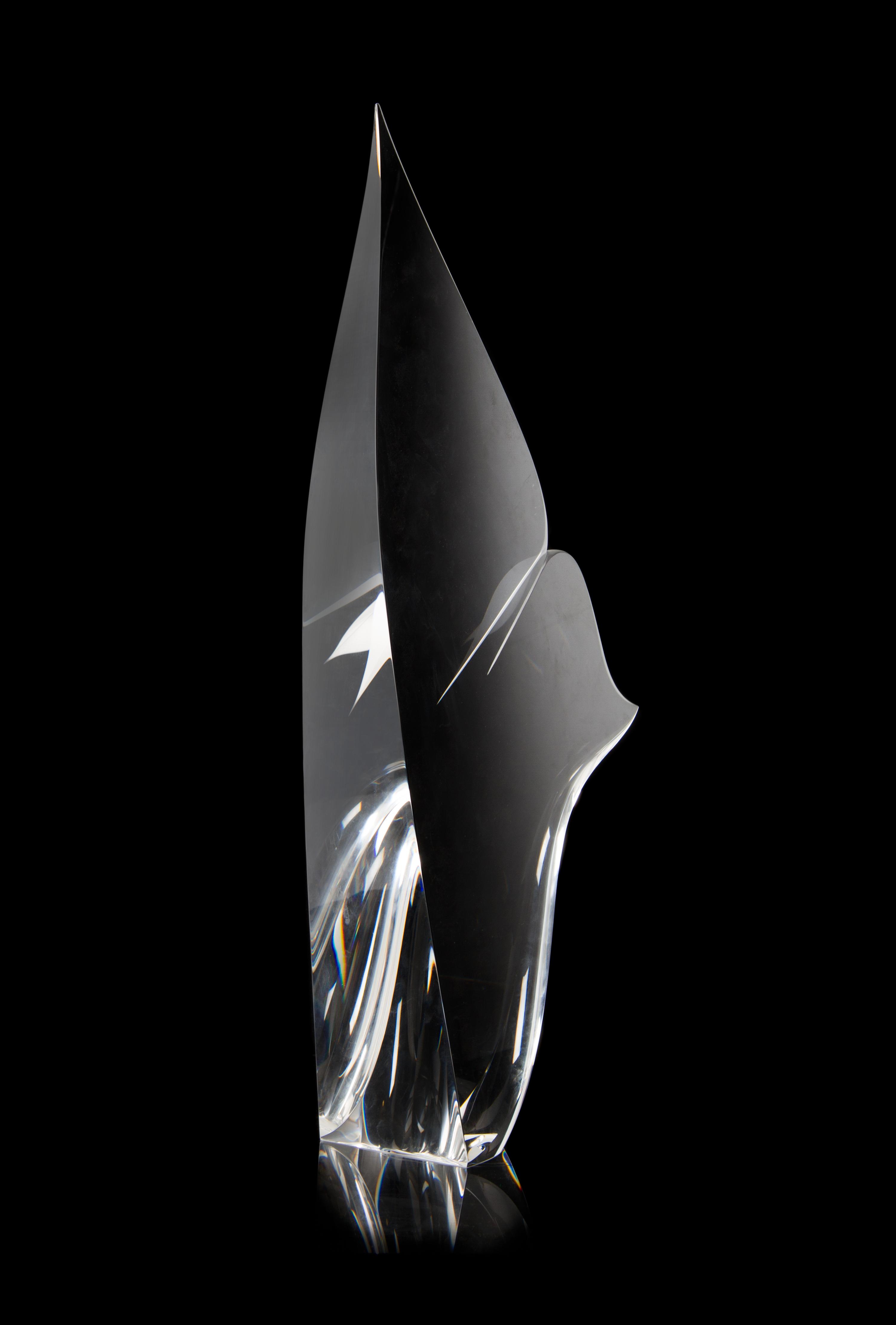 An American Studio Glass Sculpture, Christopher Ries (b. 1952) Height 21 5/8 x width 9 5/8 x depth 4 1/2 inches.