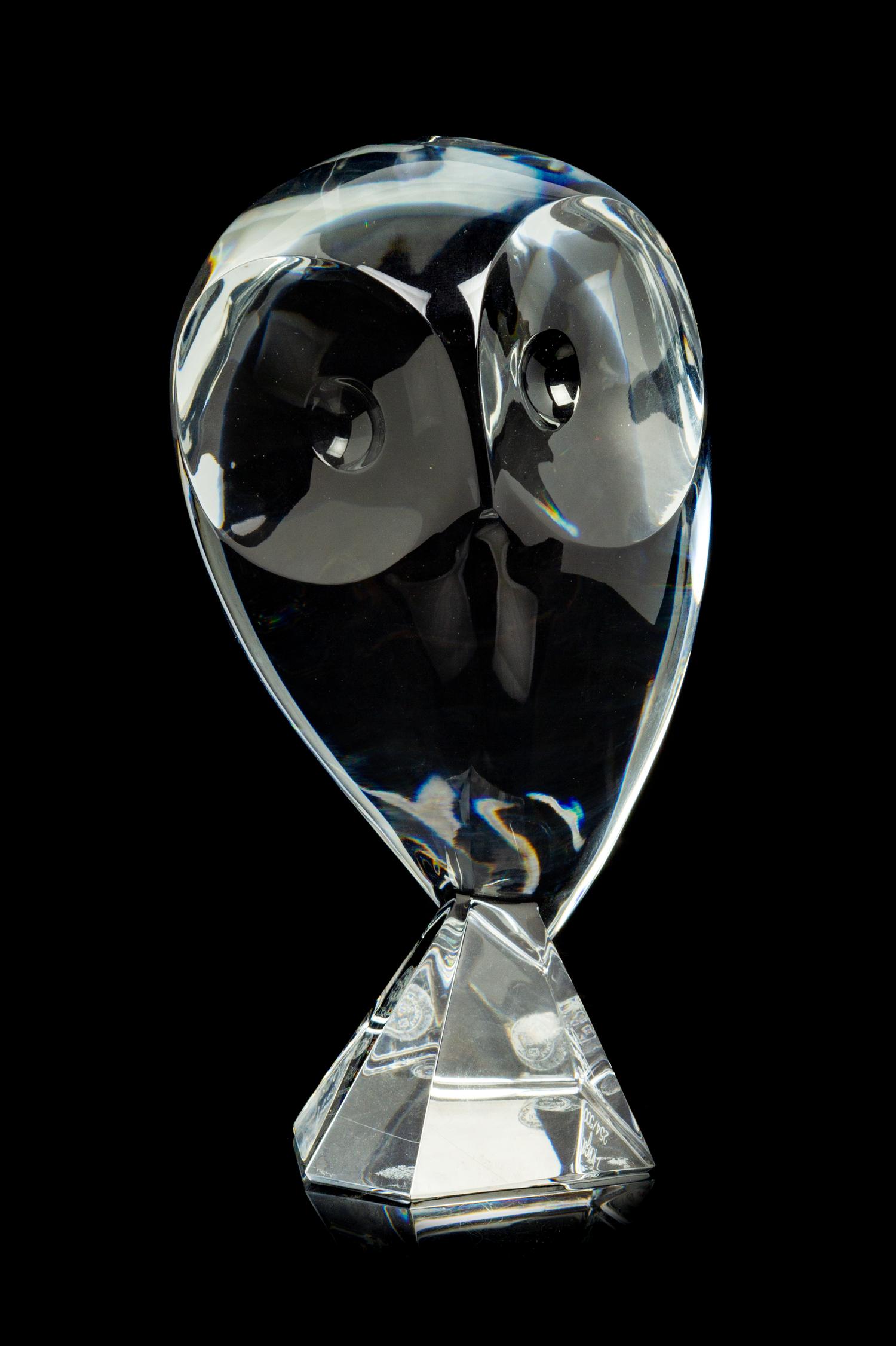 A Baccarat Glass Figure of an Owl