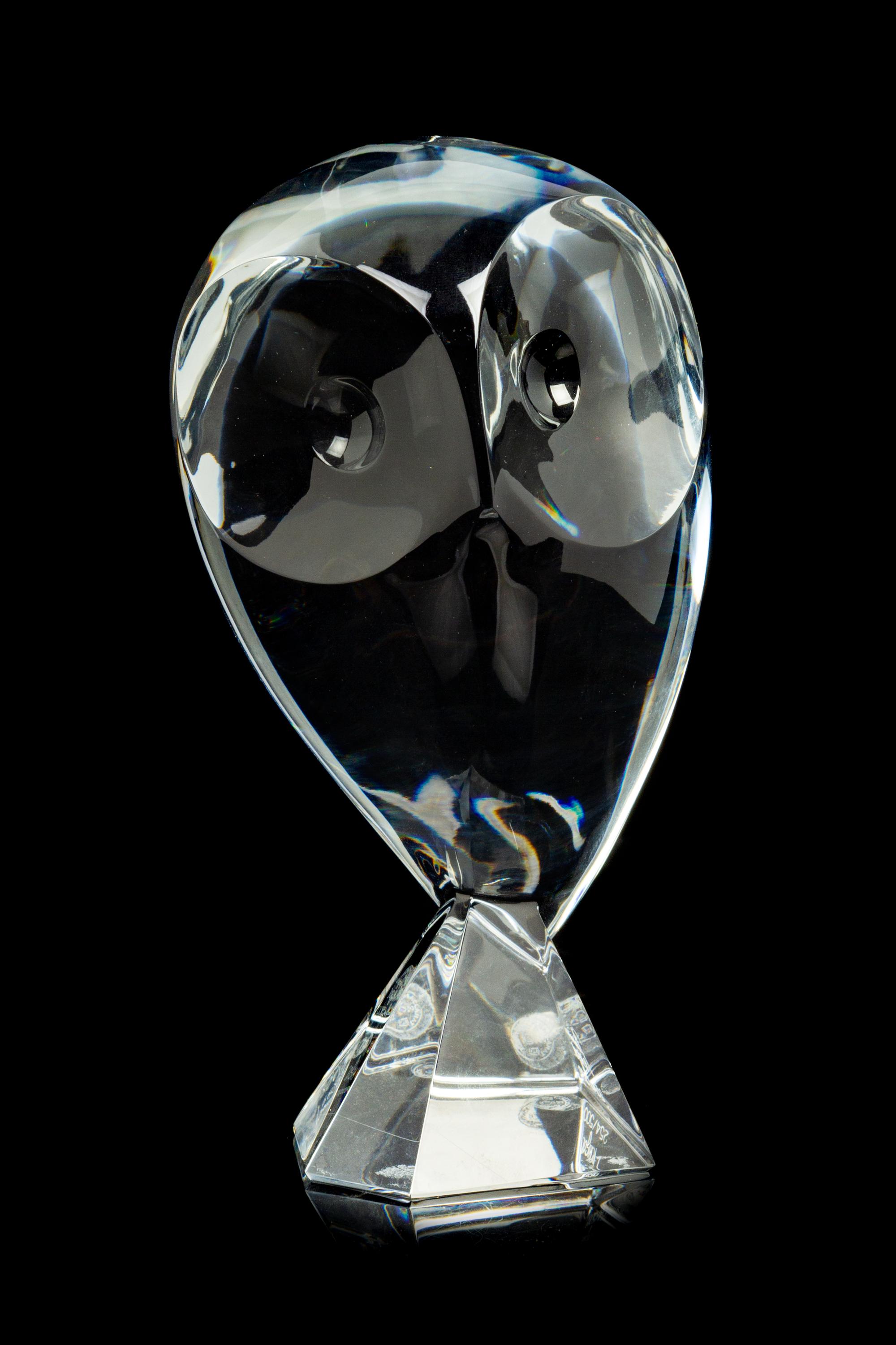 A Baccarat Glass Figure of an Owl