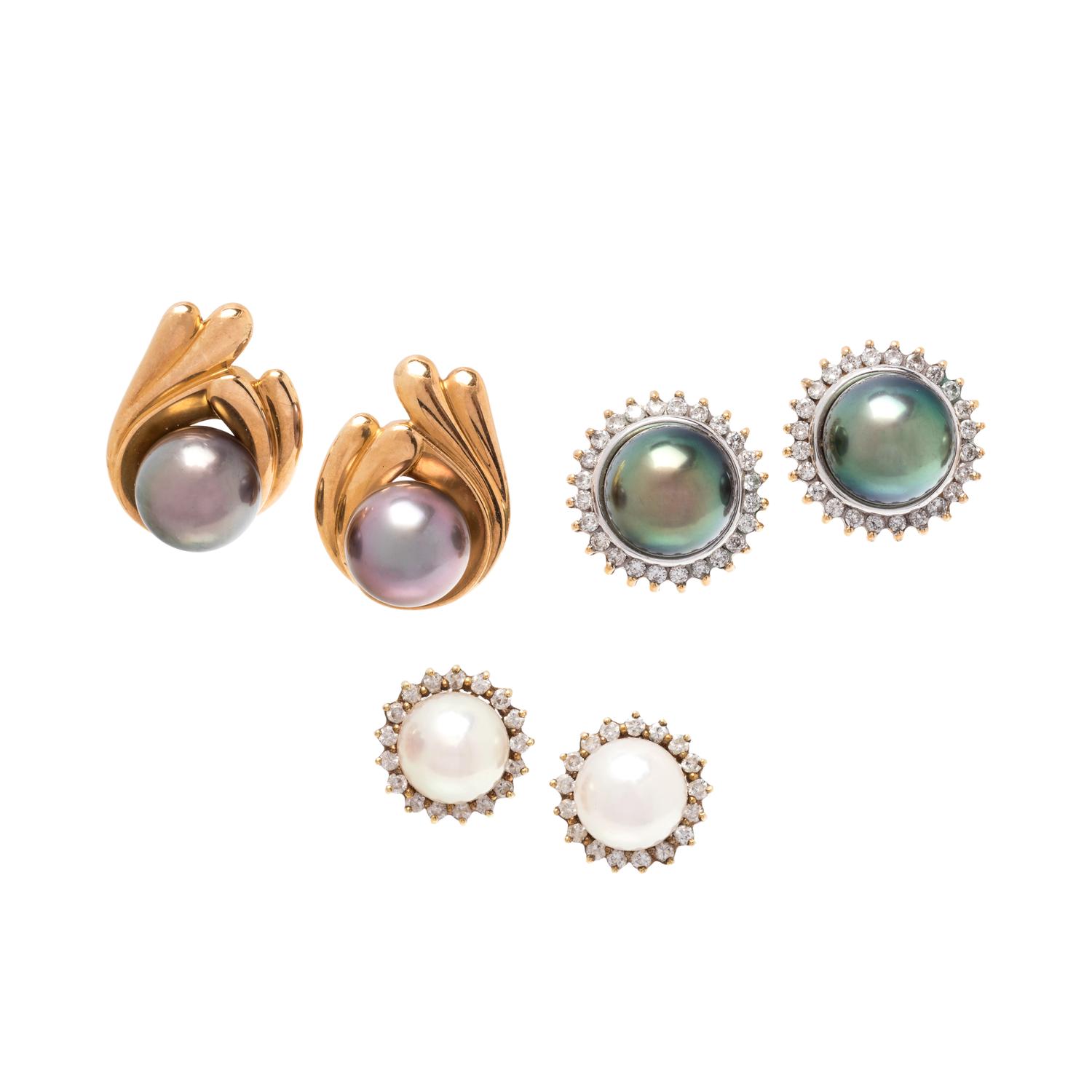 COLLECTION OF CULTURED PEARL EARRINGS