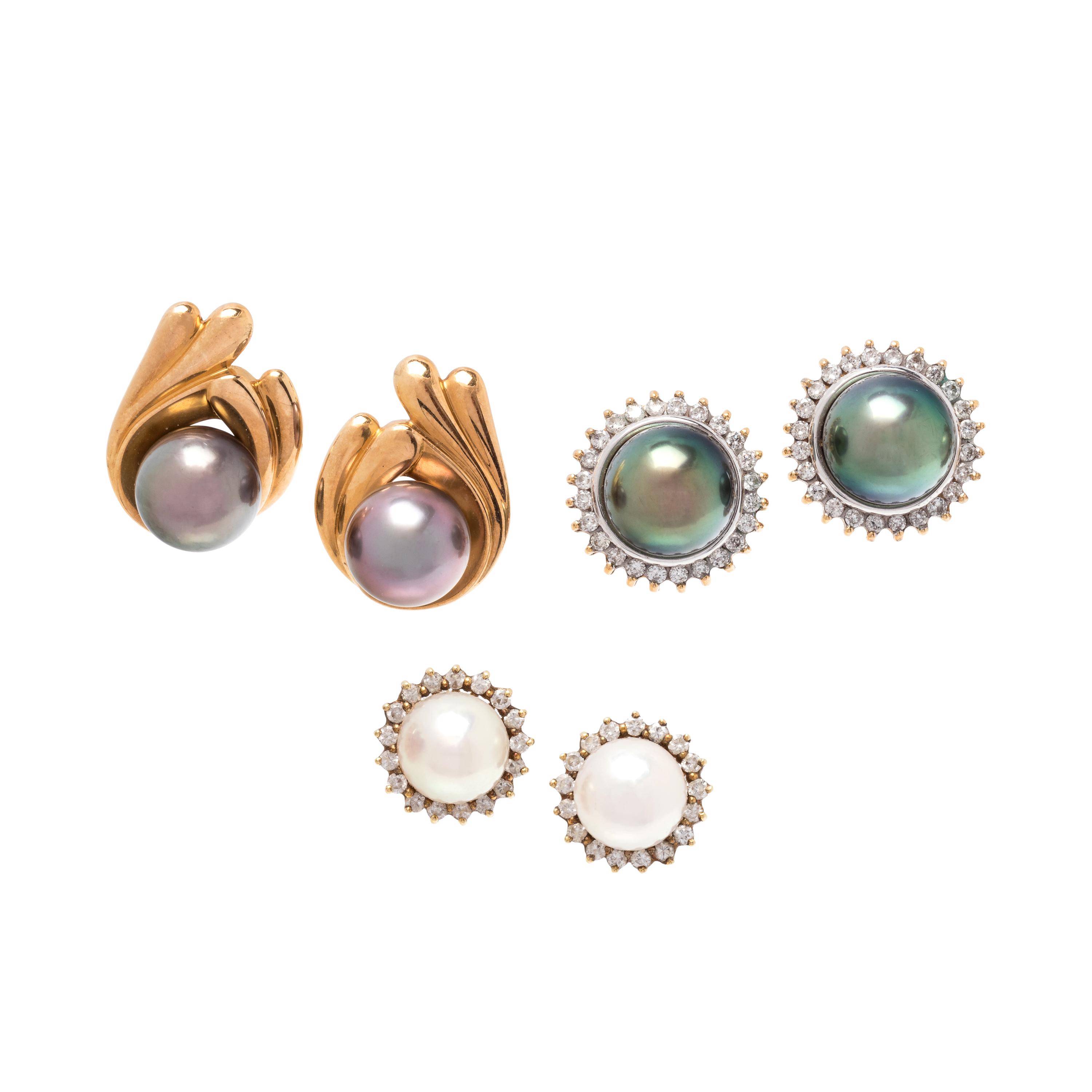 COLLECTION OF CULTURED PEARL EARRINGS