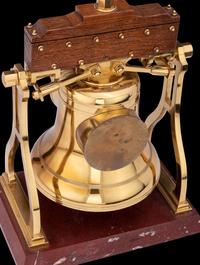 A French Gilt Metal, Oak and Marble Industrial Bell Form Clock, Japy Freres