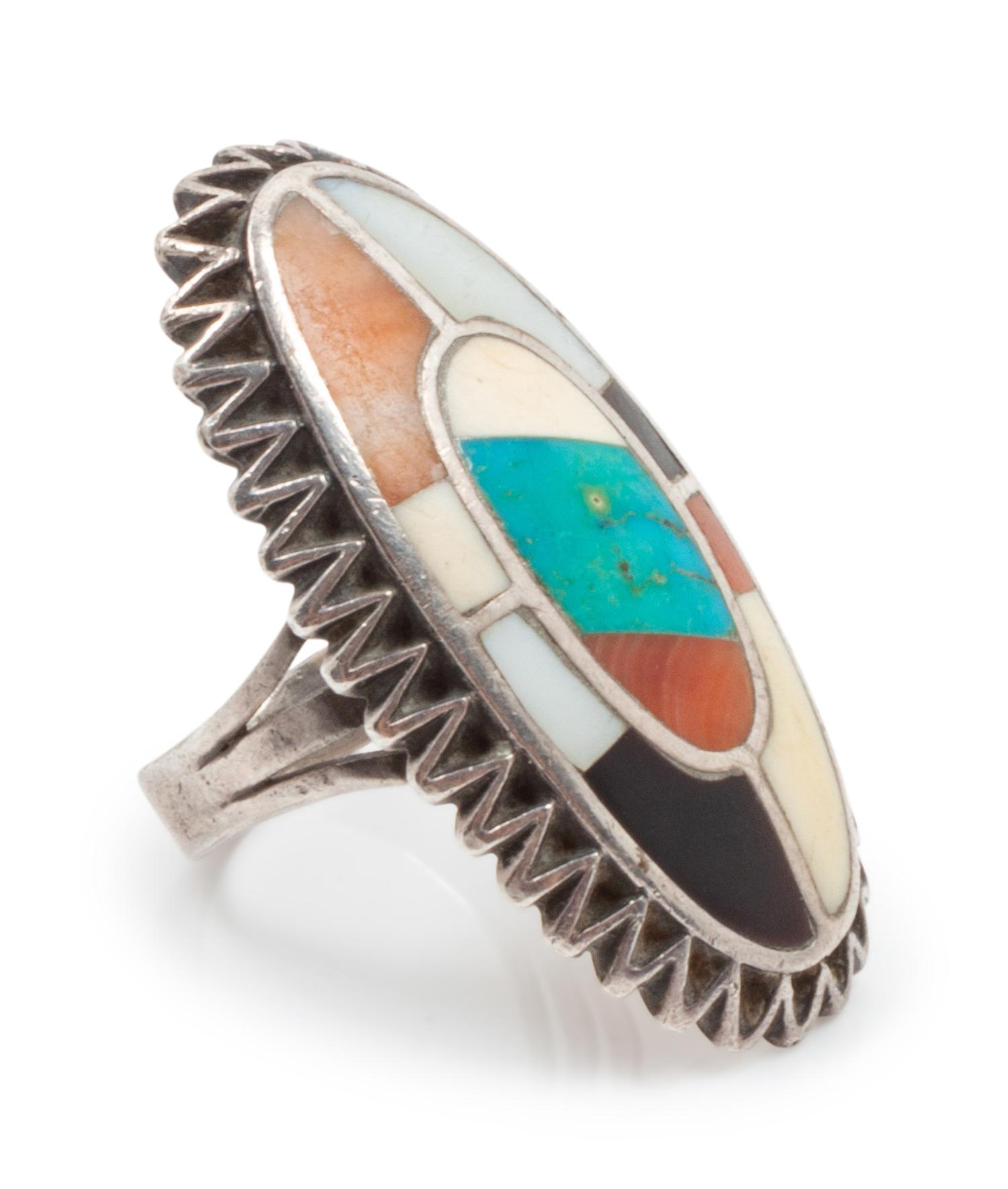 Silver and Multi Hardstone Ring
