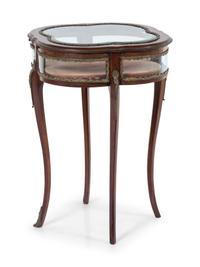 A Transitional Style Walnut Vitrine Table