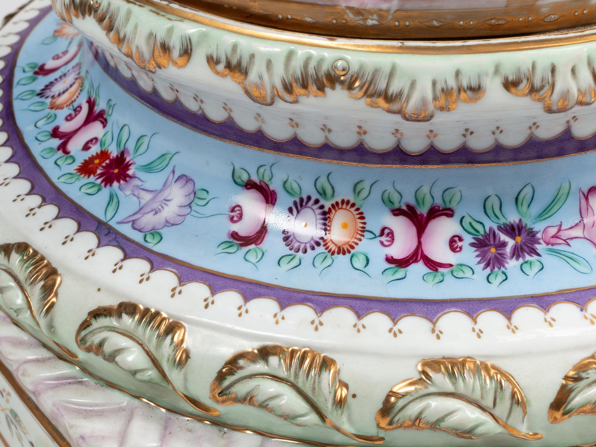 A Pair of German Polychrome Porcelain Centerpiece Baskets