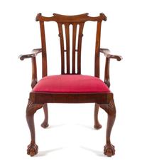 A Chippendale Mahogany Armchair Height 39 x width 30 x depth 22 1/2 inches. — PROBABLY PENNSYLVANIA, 18TH CENTURY