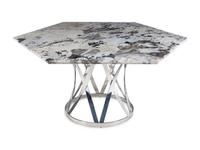 A Contemporary Chrome and Marble-Top Dining Table
