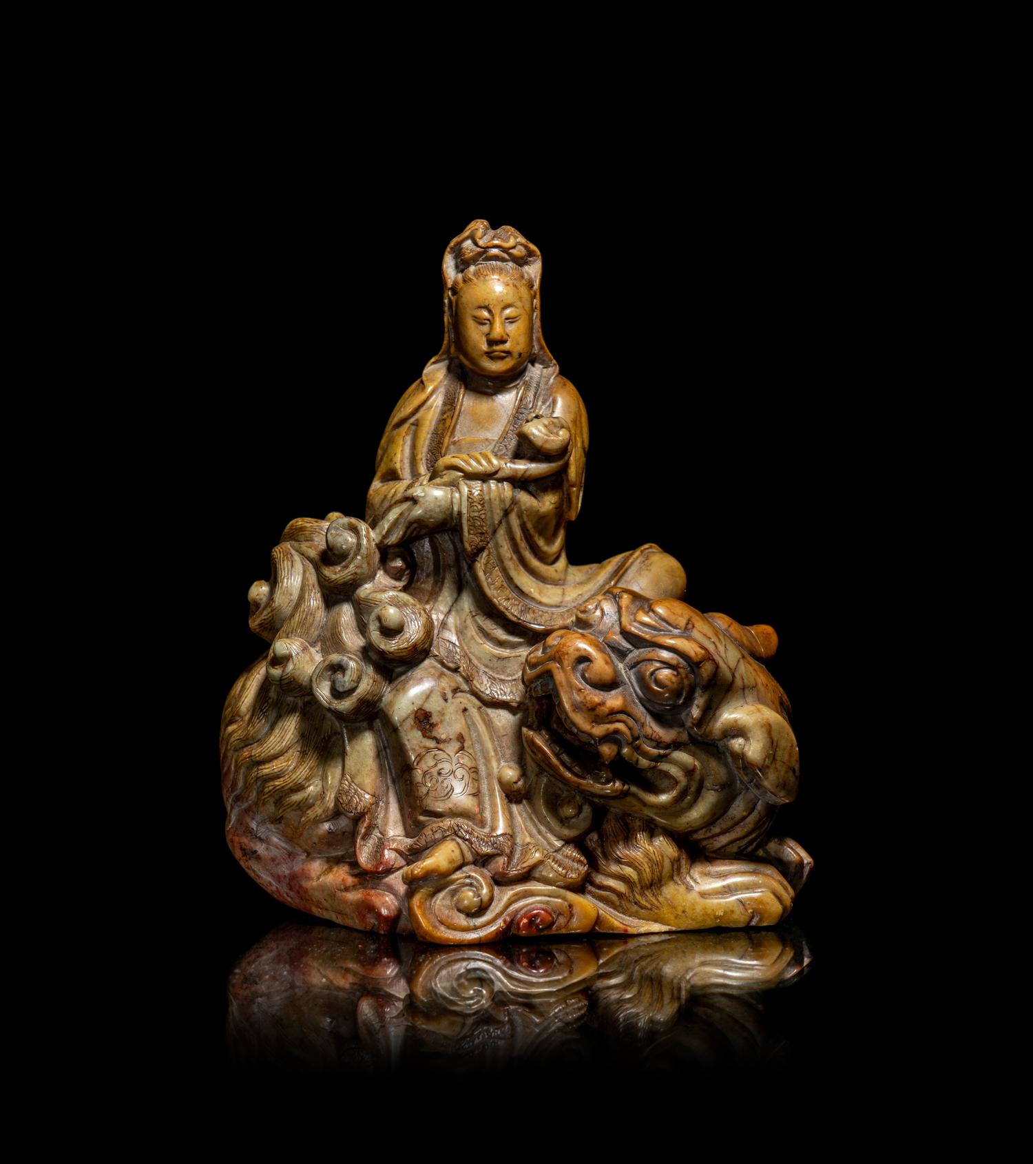 A Chinese Soapstone Figure of Guanyin