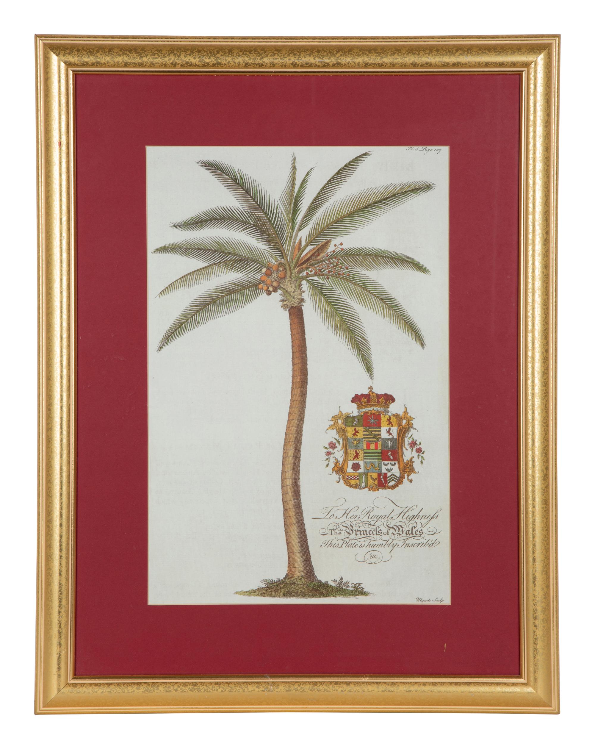 A Princess of Wales Royal Crest Palm Tree Print — 20TH CENTURY