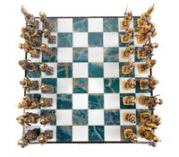 A Giuseppe Vasari Gilt and Silvered Bronze Medieval Chess Set