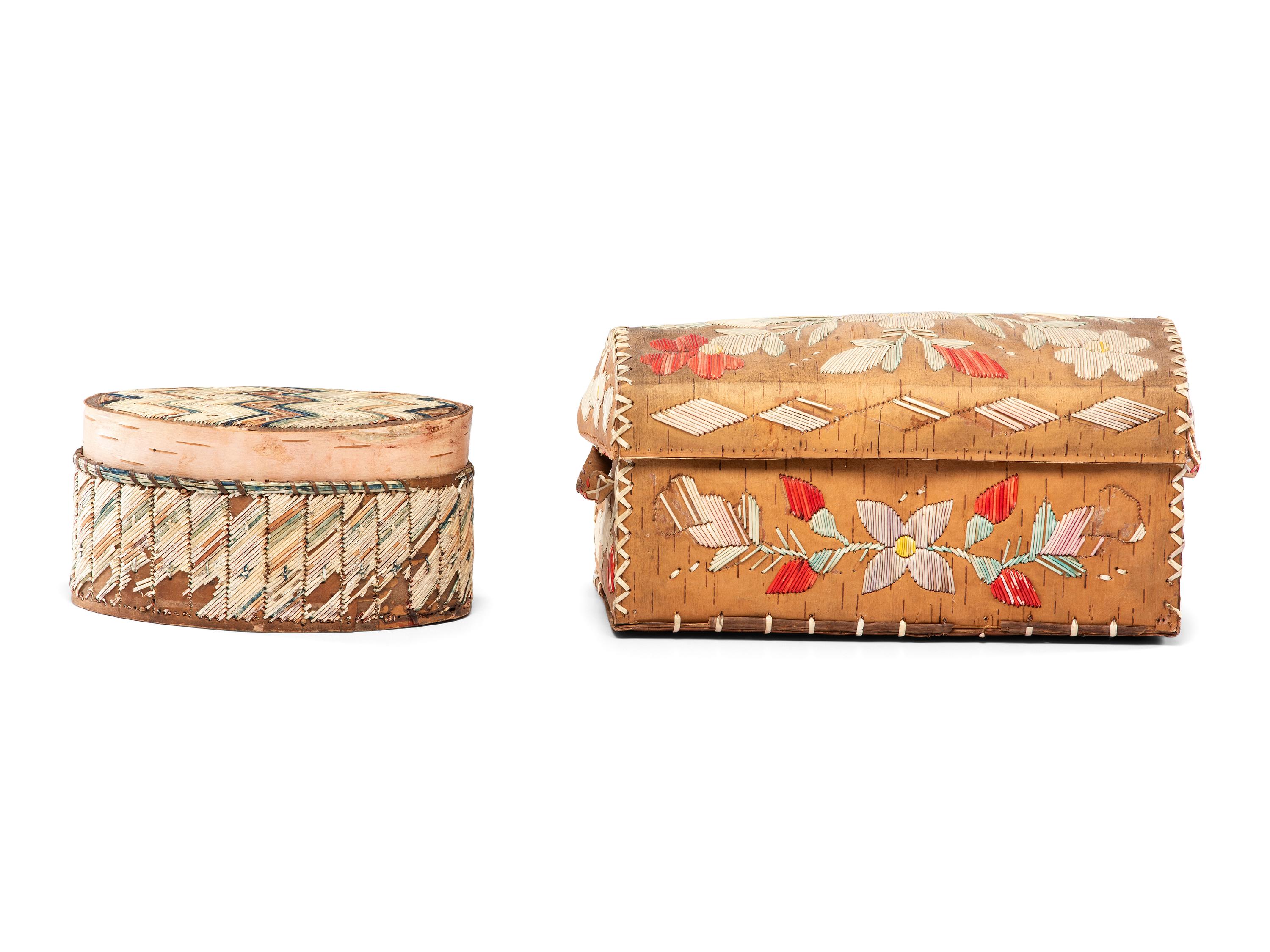Great Lakes Quilled Birchbark Boxes