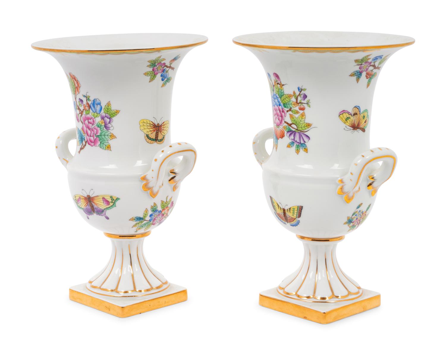 A Pair of Herend Queen Victoria Porcelain Vases