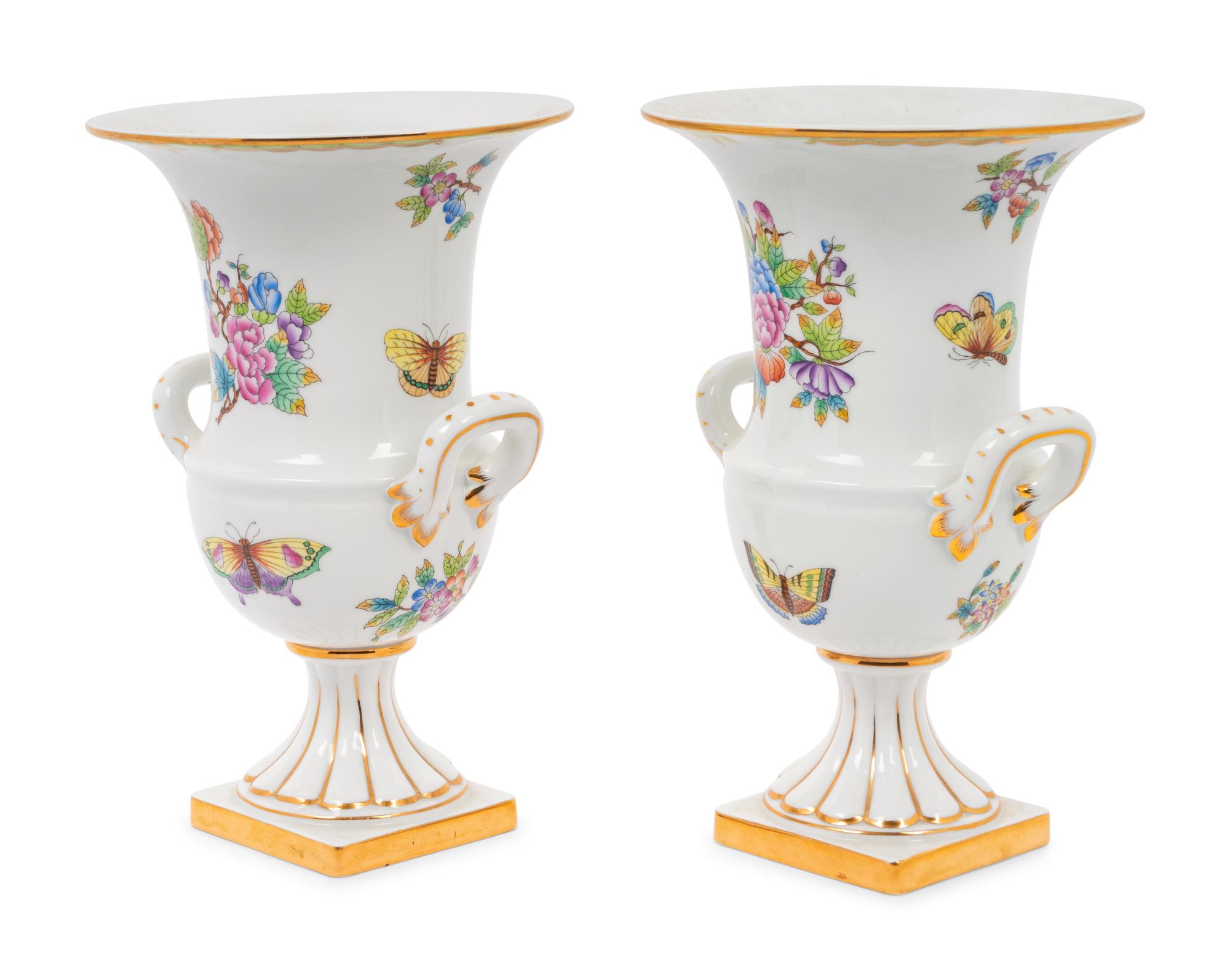 A Pair of Herend Queen Victoria Porcelain Vases