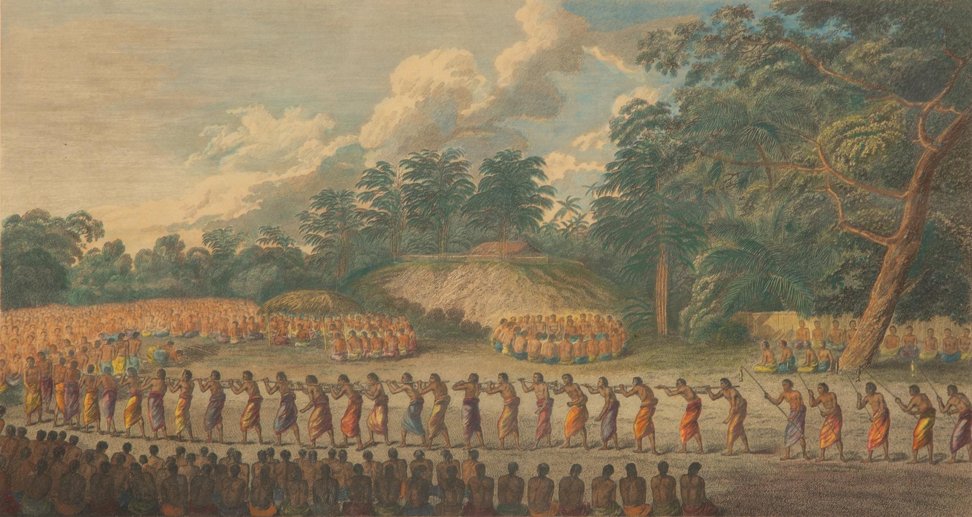 A Fiatooka, or Moral in Tongataboo; The Natchez, a Ceremony in Honor of the King's Son, in Toongataboo; and A View of Aanamooka (three works)