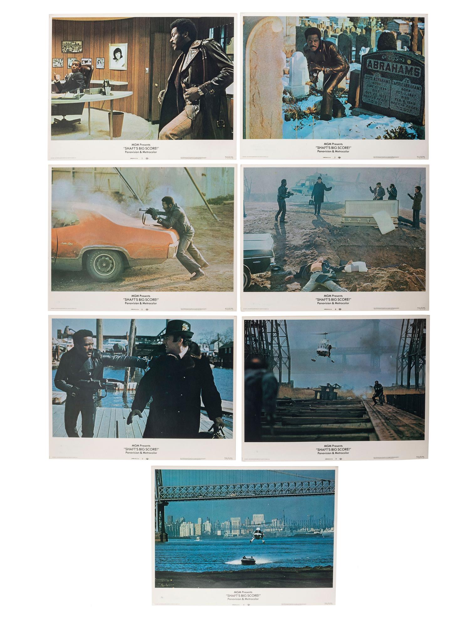 [FILM] -- [PARKS, Gordon (1912-2006)]. A group of 8 lobby cards for Shaft's Big Score . Metro Goldwyn-Mayer, 1972.