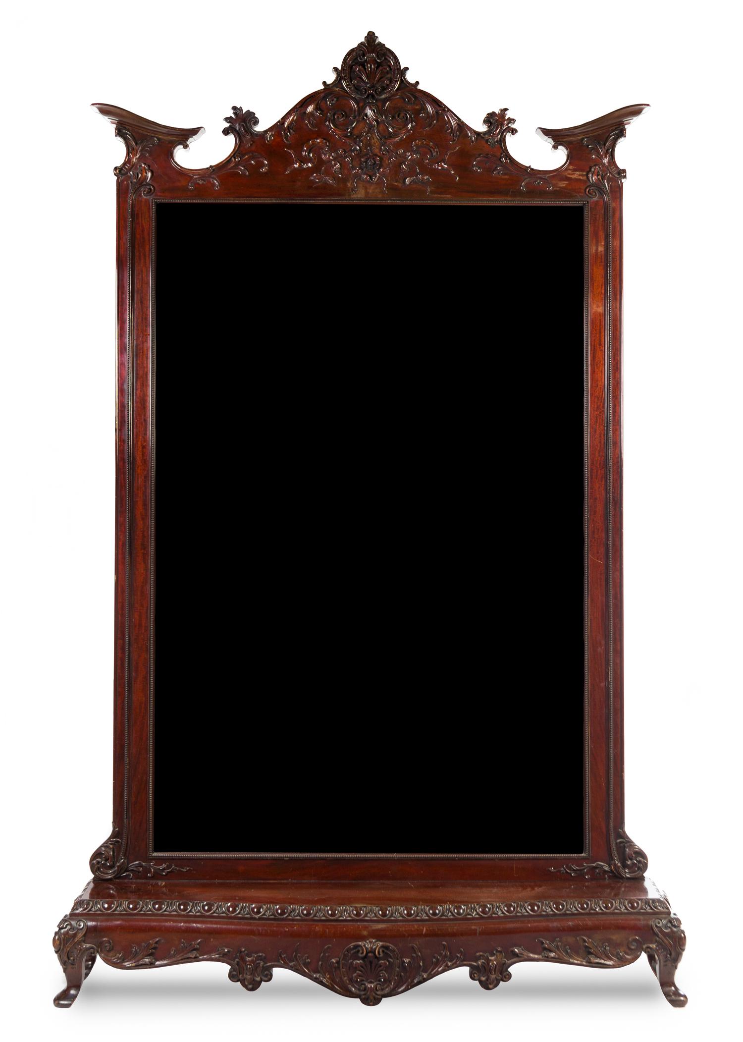 A Large Victorian Mahogany Hall Mirror Height 106 x width 65 x depth 12 1/2 inches. — LATE 19TH/EARLY 20TH CENTURY