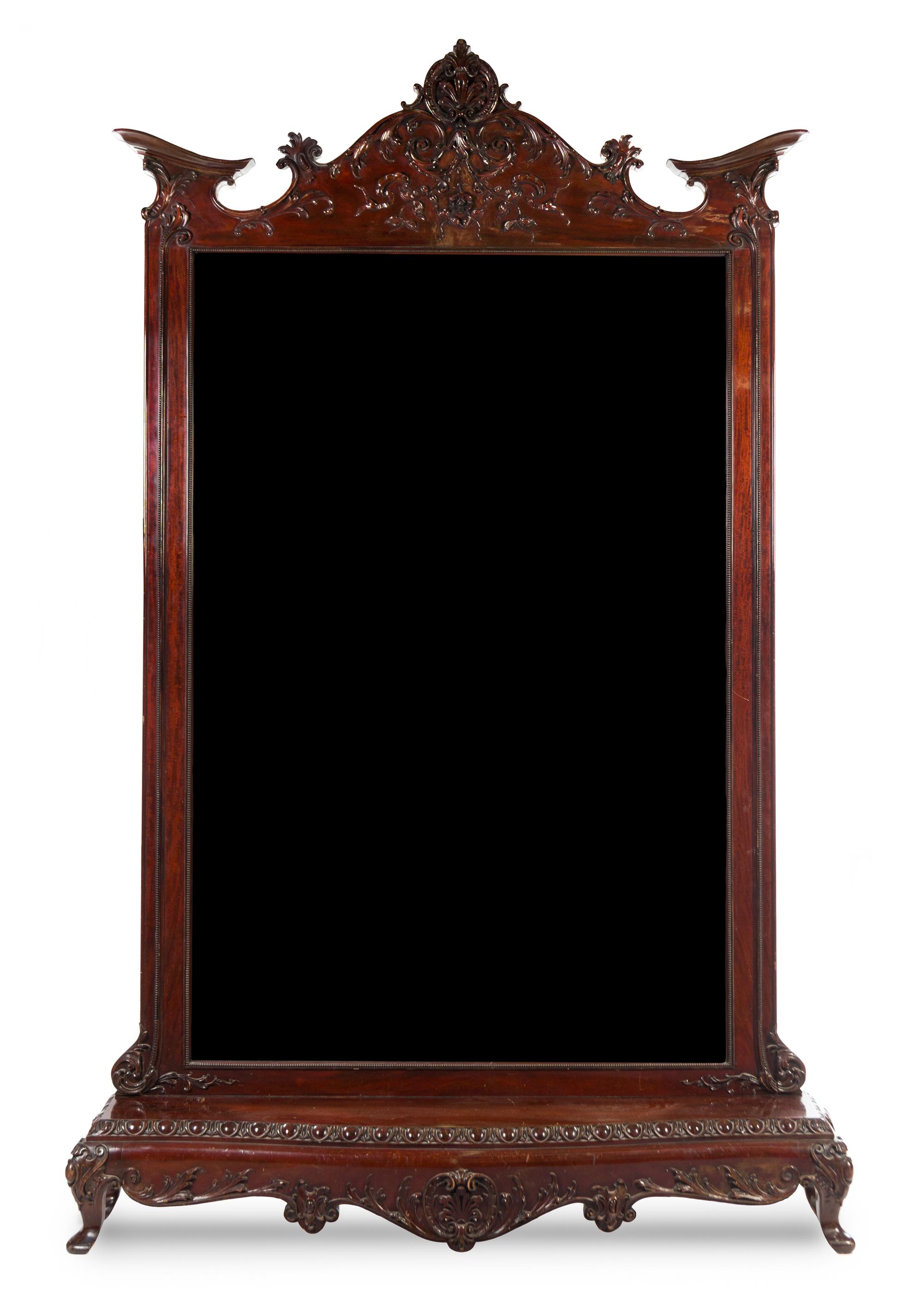 A Large Victorian Mahogany Hall Mirror Height 106 x width 65 x depth 12 1/2 inches. — LATE 19TH/EARLY 20TH CENTURY