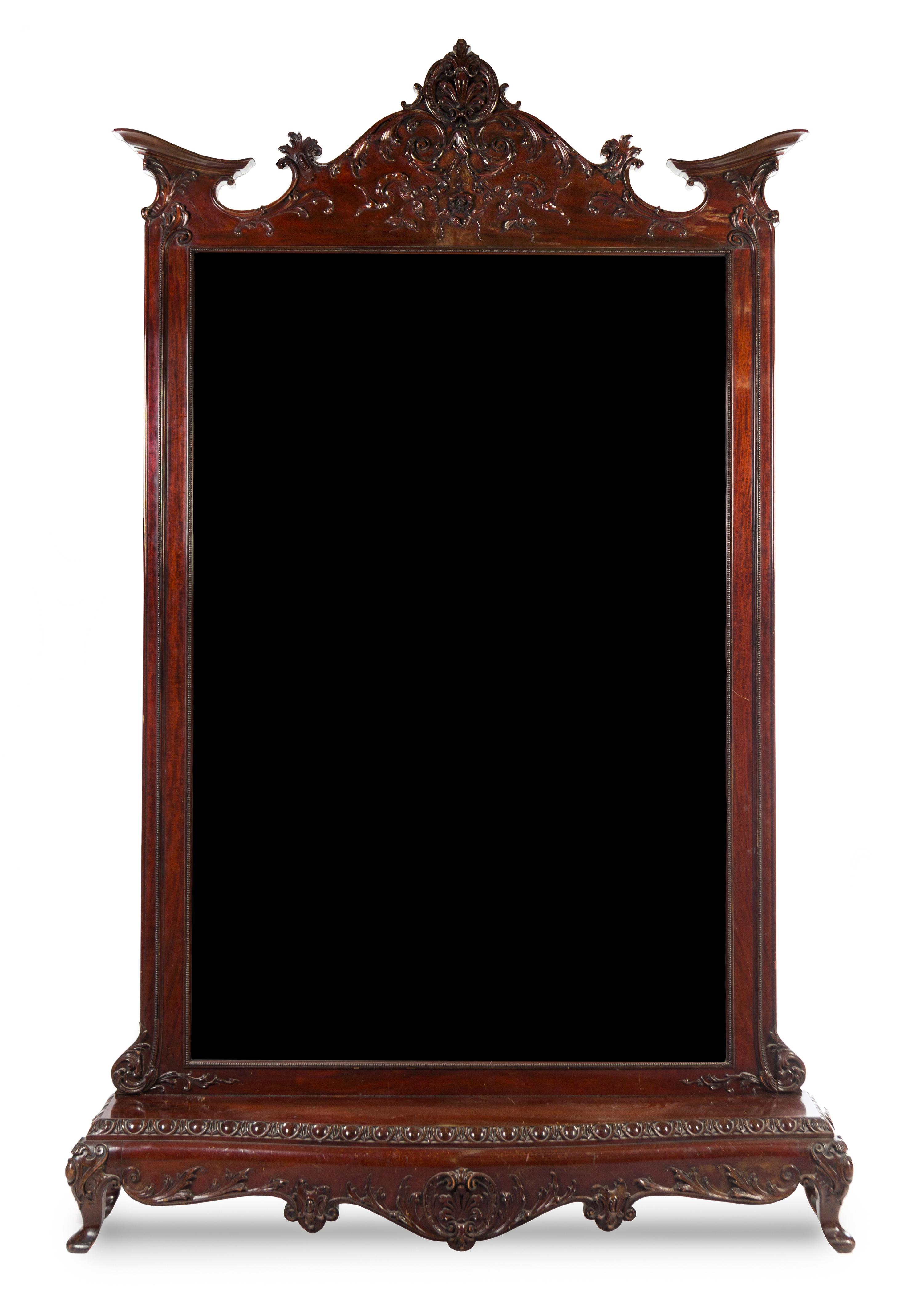 A Large Victorian Mahogany Hall Mirror Height 106 x width 65 x depth 12 1/2 inches. — LATE 19TH/EARLY 20TH CENTURY