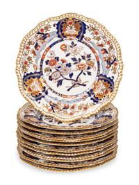 A Set of Twelve Spode Felspar Imari Dinner Plates
