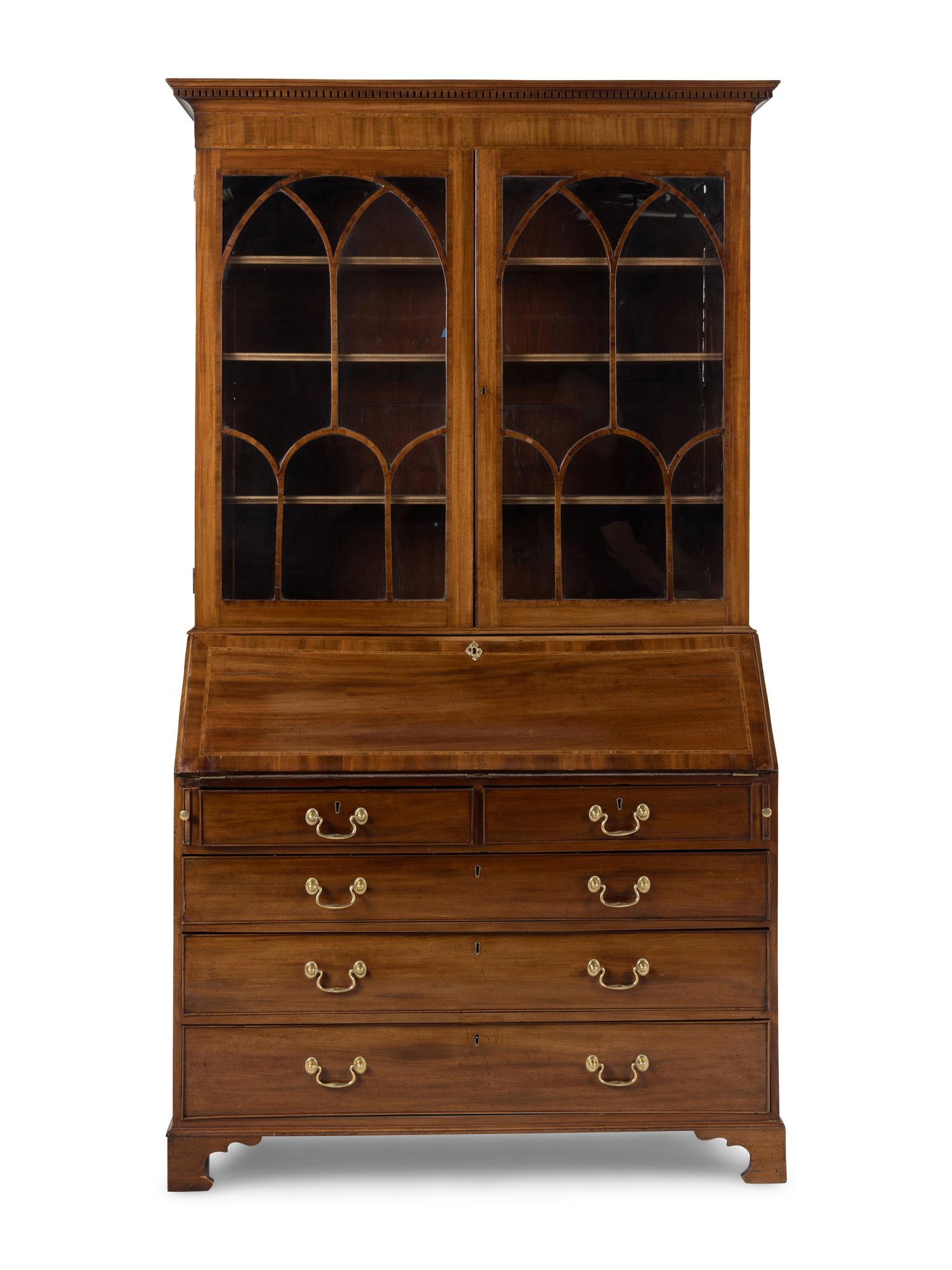 A George III Mahogany Bureau Bookcase