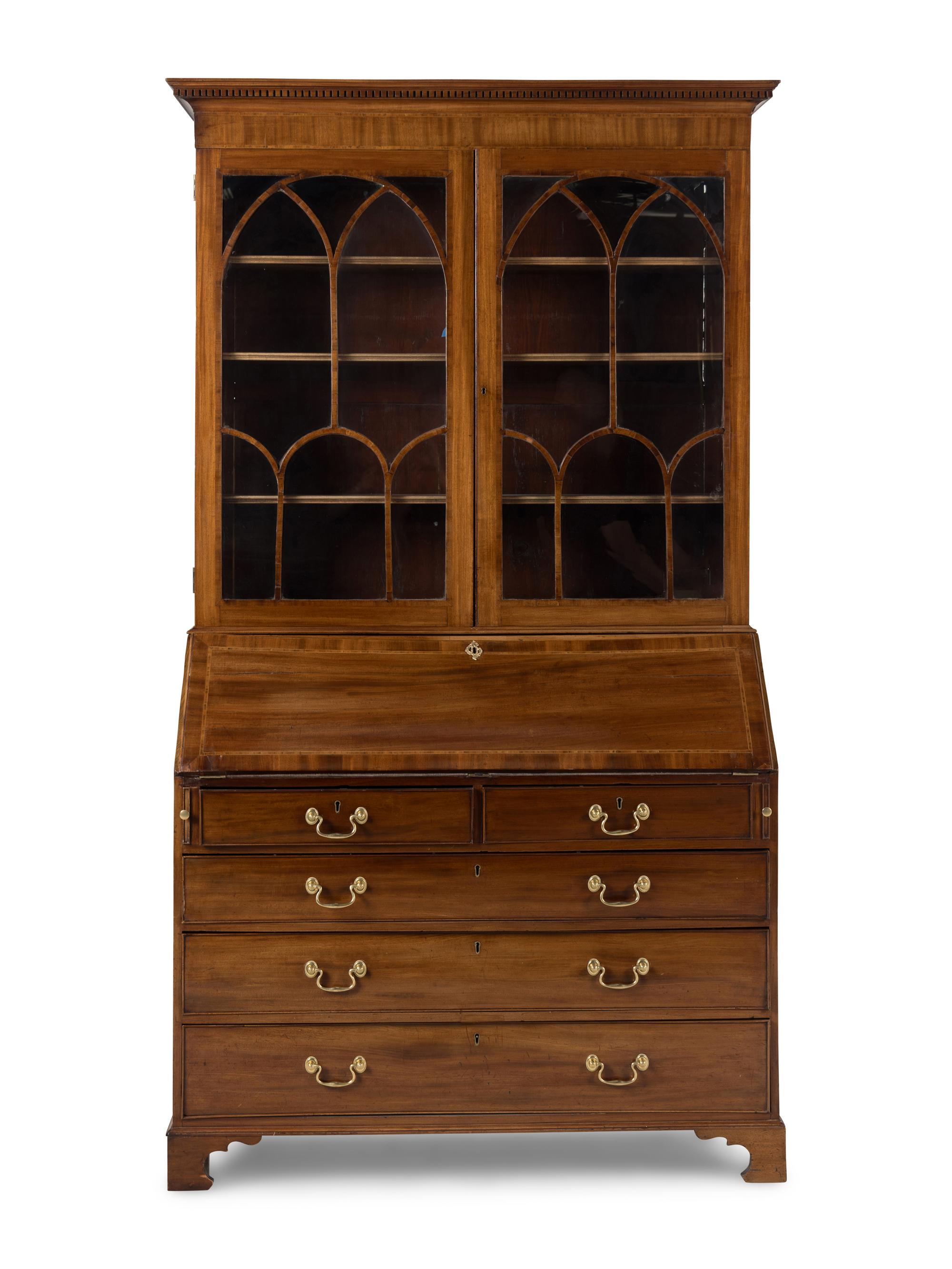 A George III Mahogany Bureau Bookcase