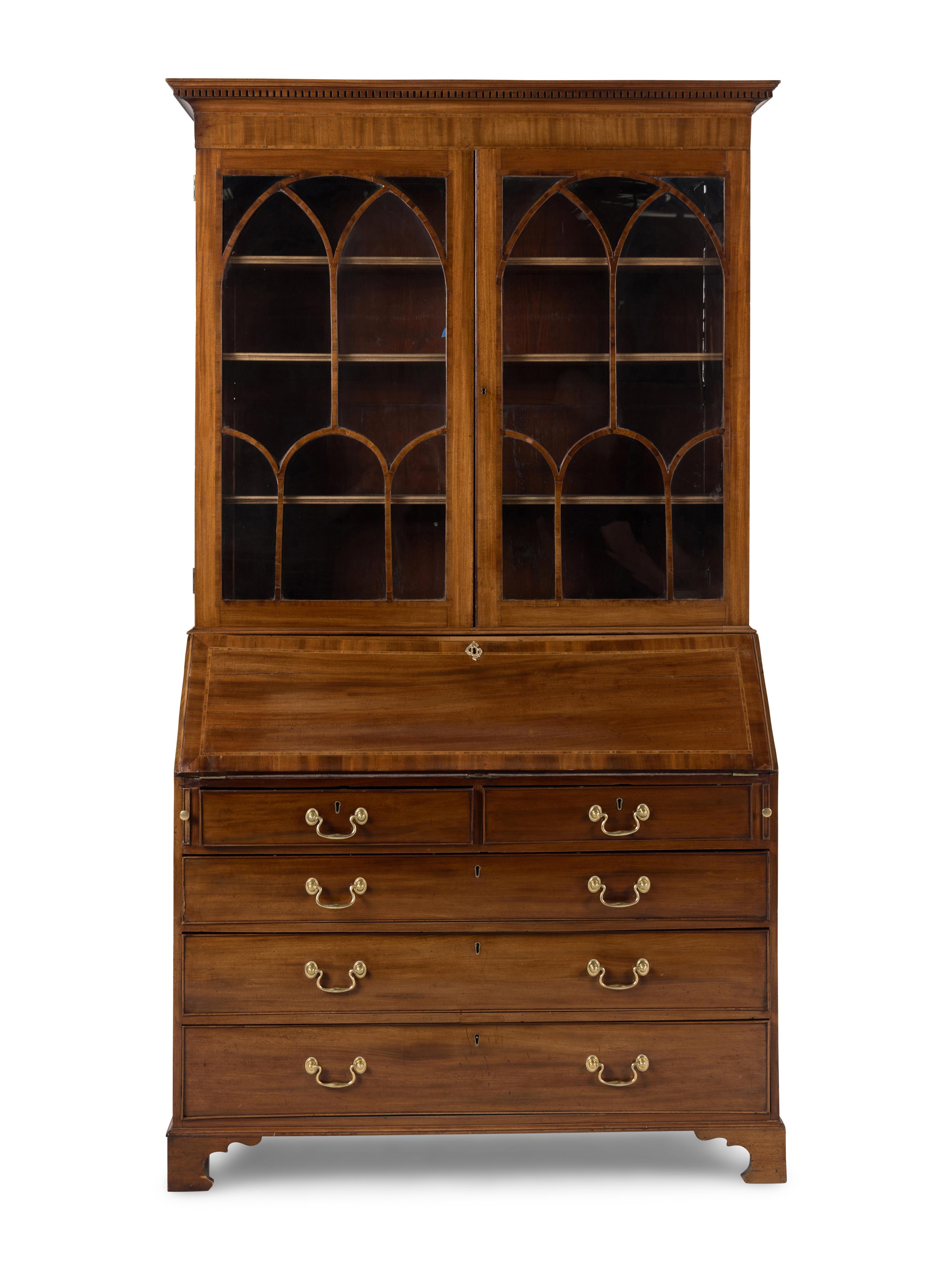 A George III Mahogany Bureau Bookcase